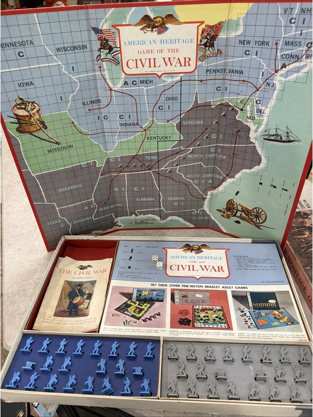 Vintage 1961 American Heritage Board Game The Civil War Milton Bradley Complete - Picture 2 of 10